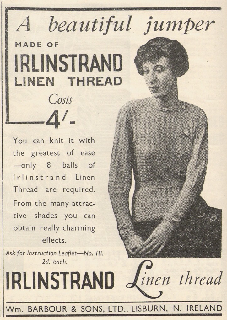 Prenda de lino publicidad del 1936