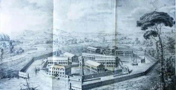 Ilustración del proyecto de un lazareto en las cercanías de Nápoles, primera mitad del siglo XIX