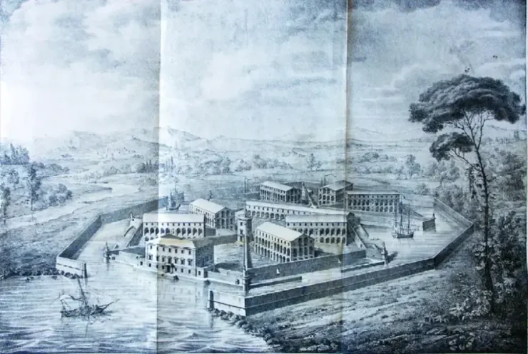 Ilustración del proyecto de un lazareto en las cercanías de Nápoles, primera mitad del siglo XIX