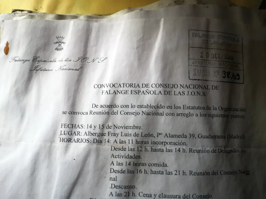 Convocatoria del consejo nacional de Falange Española de la J.O.N.S.