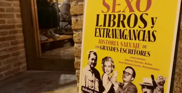 Cartel de presentación de un libro en la librería de Pimiango