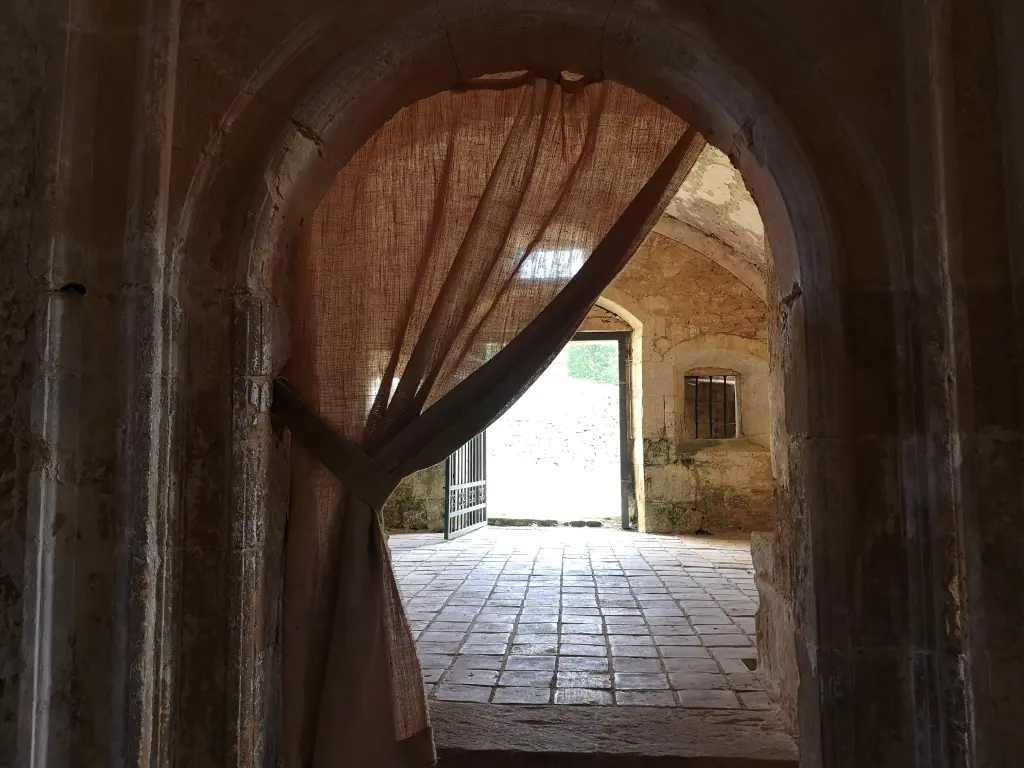 Arco de una puerta de acceso a una estancia del lado norte del monasterio de Santa María de Rioseco. Burgos.
