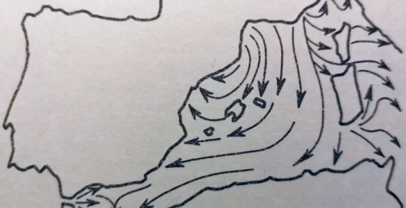 Mapa explicativo: efectos del monzón de verano sobre los vientos de componente norte en el levante de la península ibérica